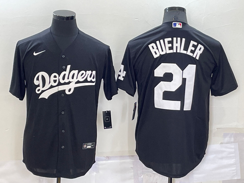 Men's Black Los Angeles Dodgers #21 Walker Buehler Cool Base Stitched Baseball Jersey
